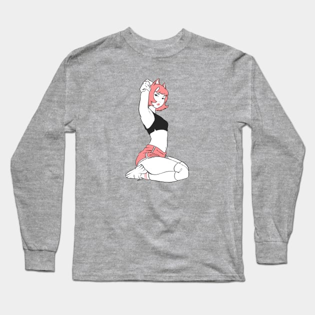 Sporty Cat Long Sleeve T-Shirt by eatslugs